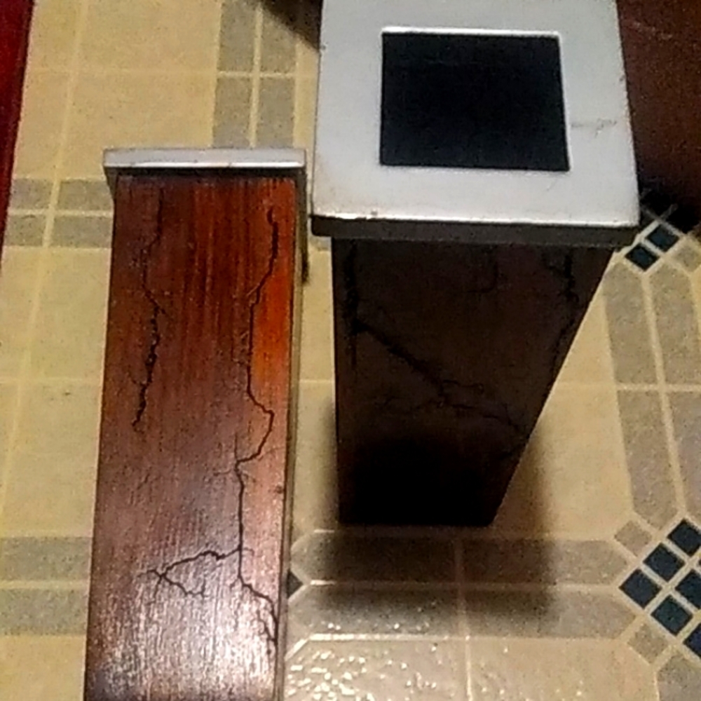 Mid century  modern wooden type vases square tall over 12 inches